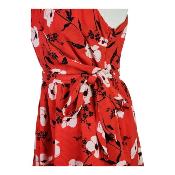 Gilli Vibrant Red Casual Floral Midi Dress Lightweight Flowy Size Medium - Picture 4 of 10